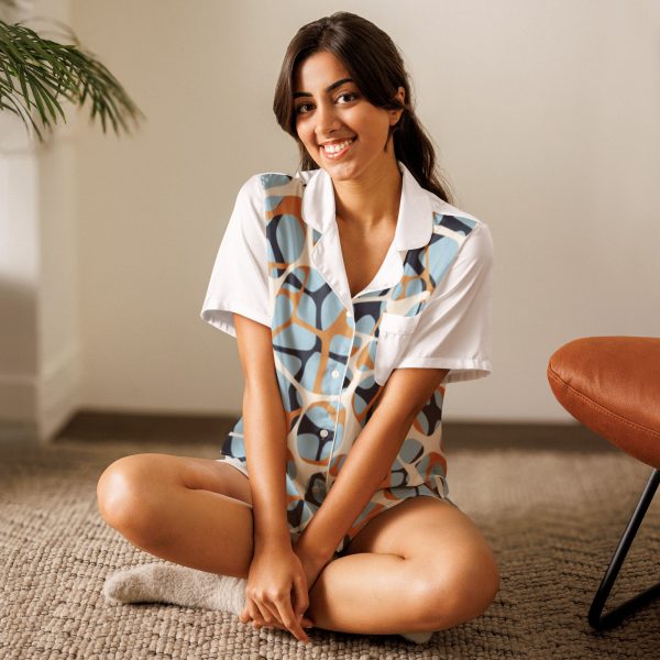 Kurzärmeliges Pyjama-Oberteil für Damen mit Allover-Druck